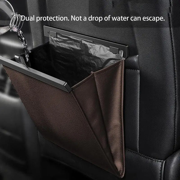 Poubelle de Voiture Pliable en Cuir PU – Étanche & Compacte avec Fermeture Magnétique